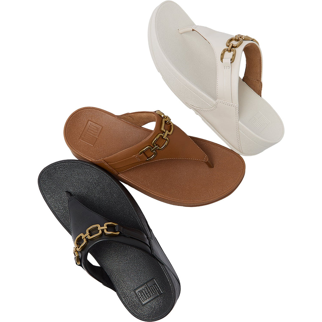 FitFlop Lulu Square-Chain Toe-Post Sandal Women's Thong Sandals Black