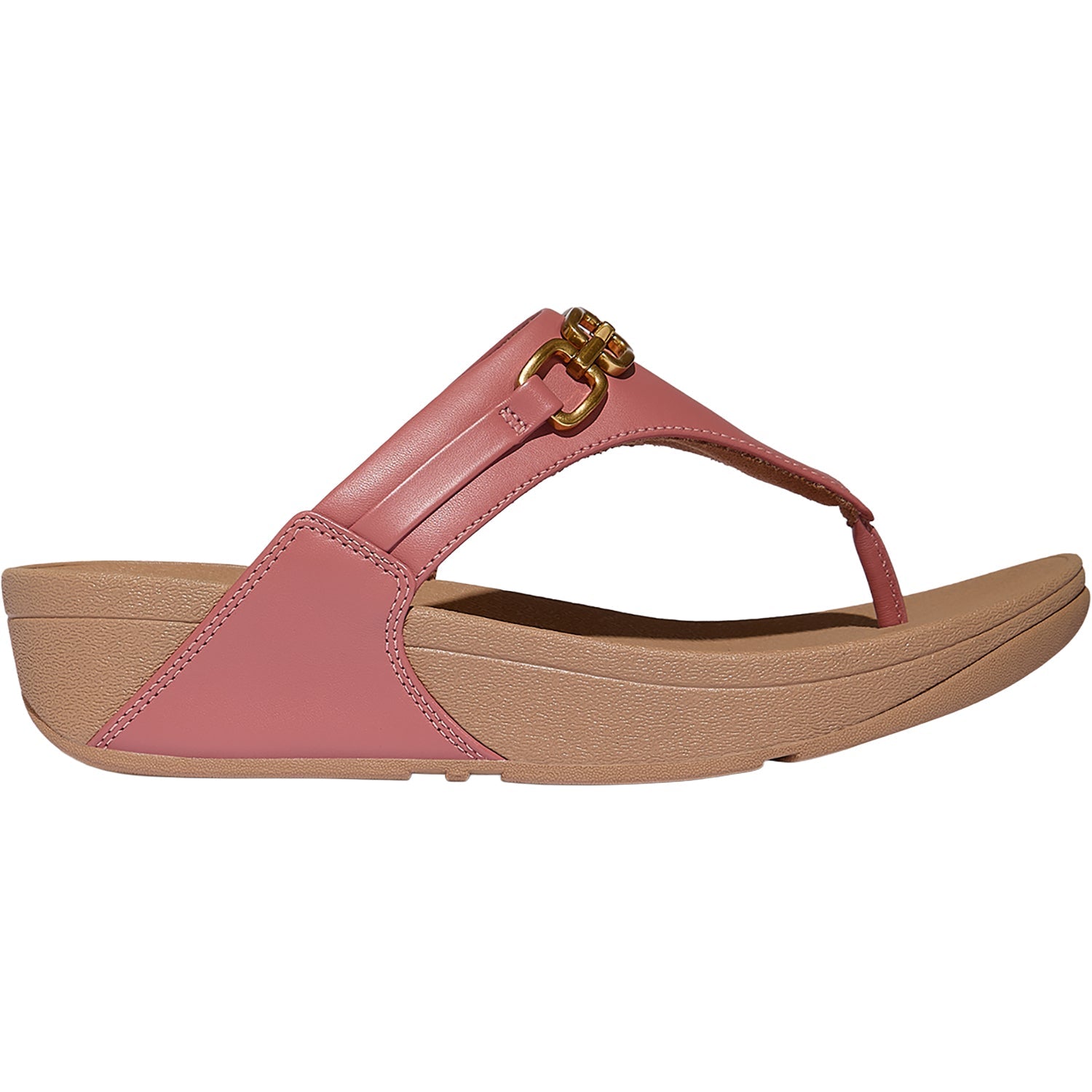 FitFlop Lulu Square-Chain Toe-Post Sandal Women's Thong Sandals Rust Rose
