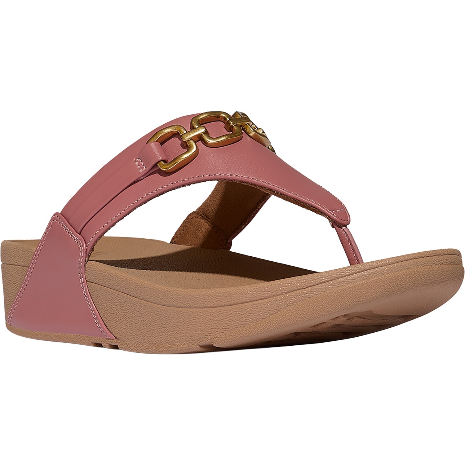 FitFlop Lulu Square-Chain Toe-Post Sandal Women's Thong Sandals Rust Rose