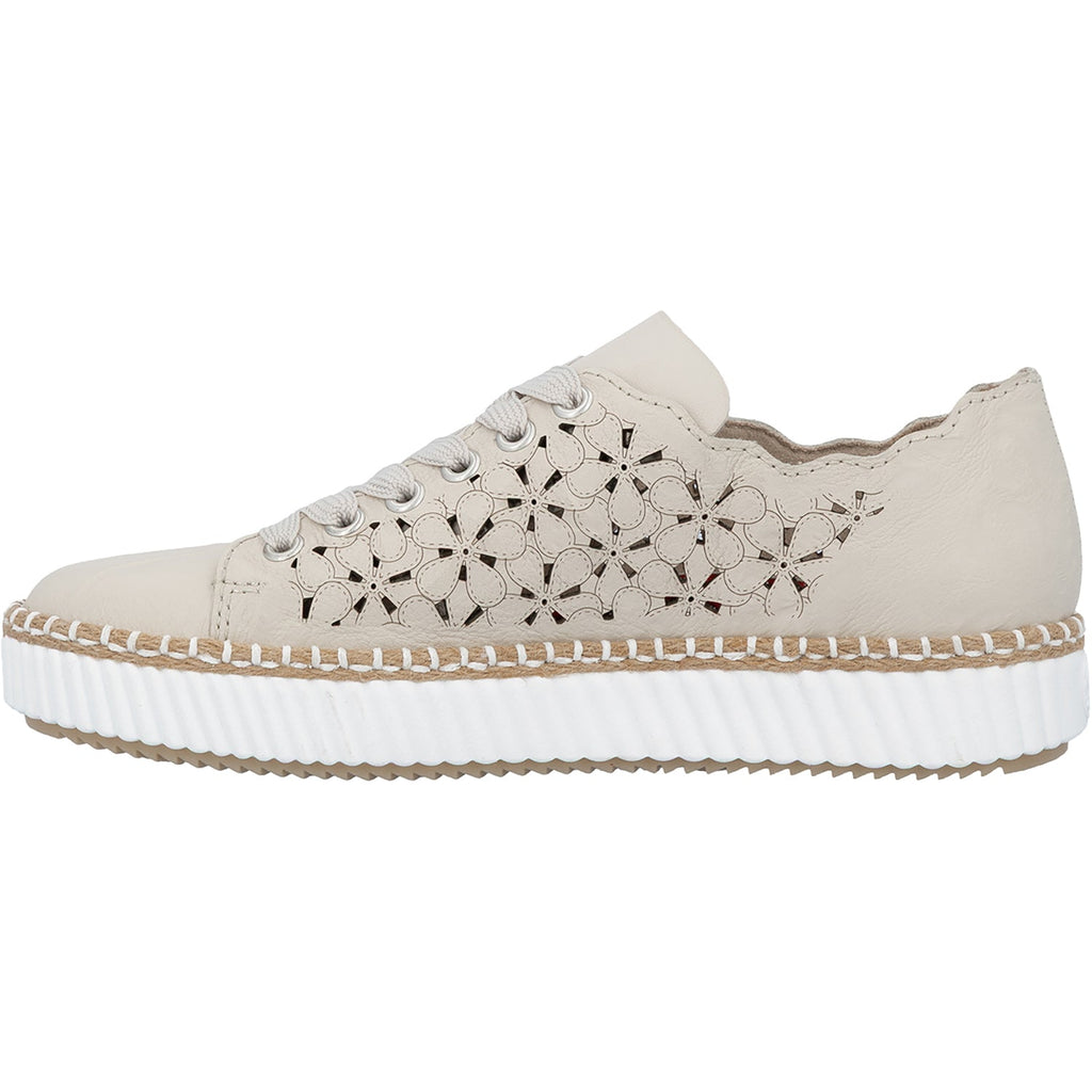 Rieker M2902-60 Women's Sporty Lace Up Shoes Crema/Perle