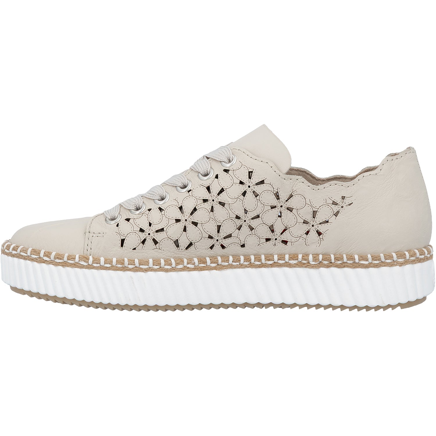 Rieker M2902-60 Women's Sporty Lace Up Shoes Crema/Perle