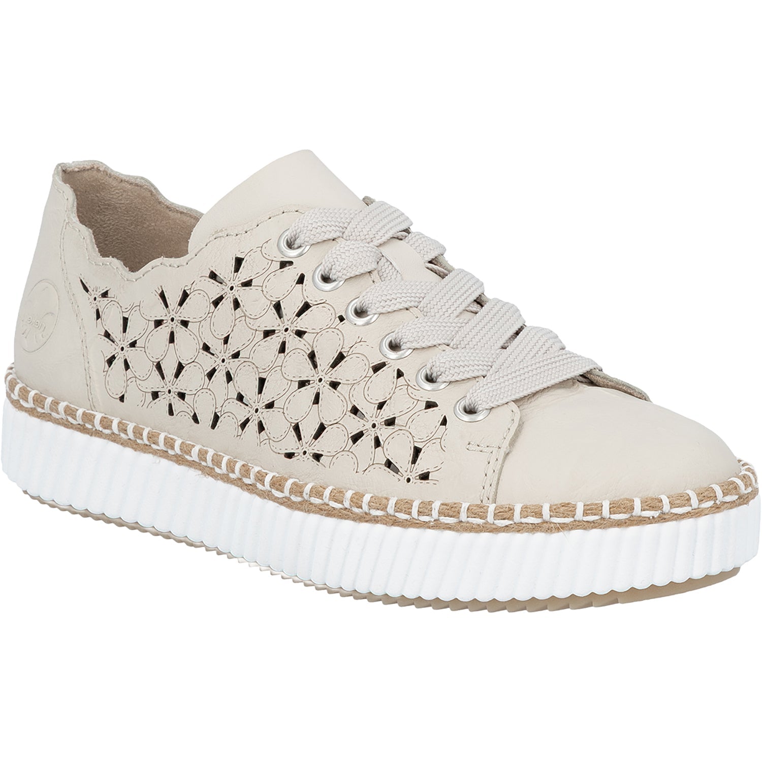 Rieker M2902-60 Women's Sporty Lace Up Shoes Crema/Perle