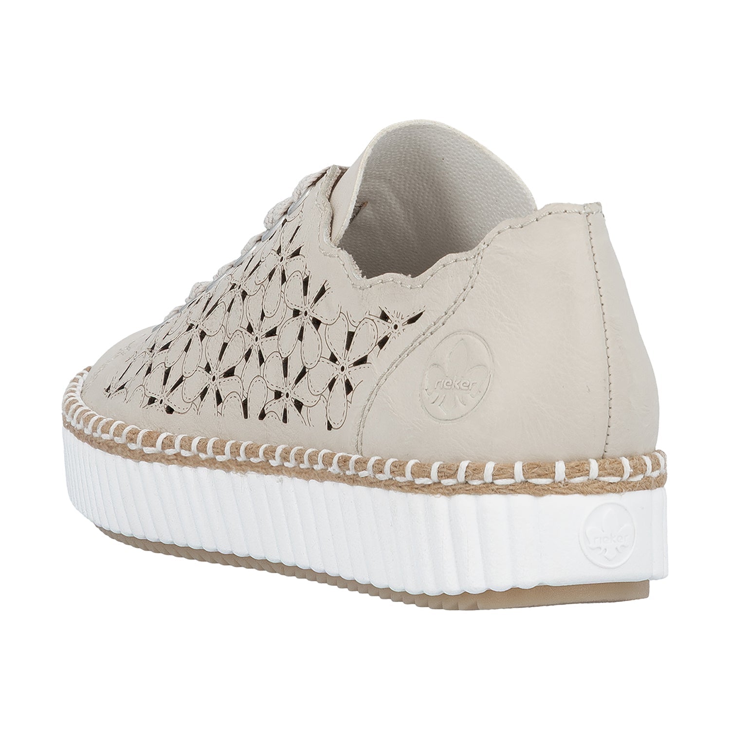 Rieker M2902-60 Women's Sporty Lace Up Shoes Crema/Perle