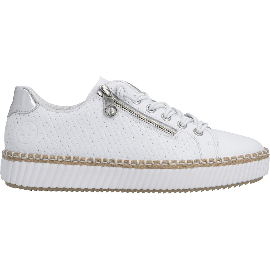 Rieker M2940-81 Women's Sporty Lace Up Shoes Sportweiss/Argento/Weiss