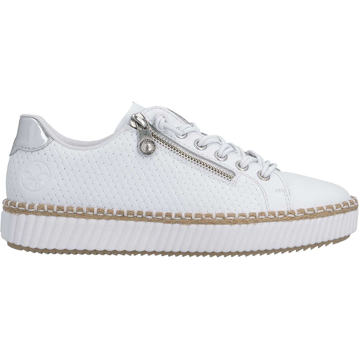 Rieker M2940-81 Women's Sporty Lace Up Shoes Sportweiss/Argento/Weiss