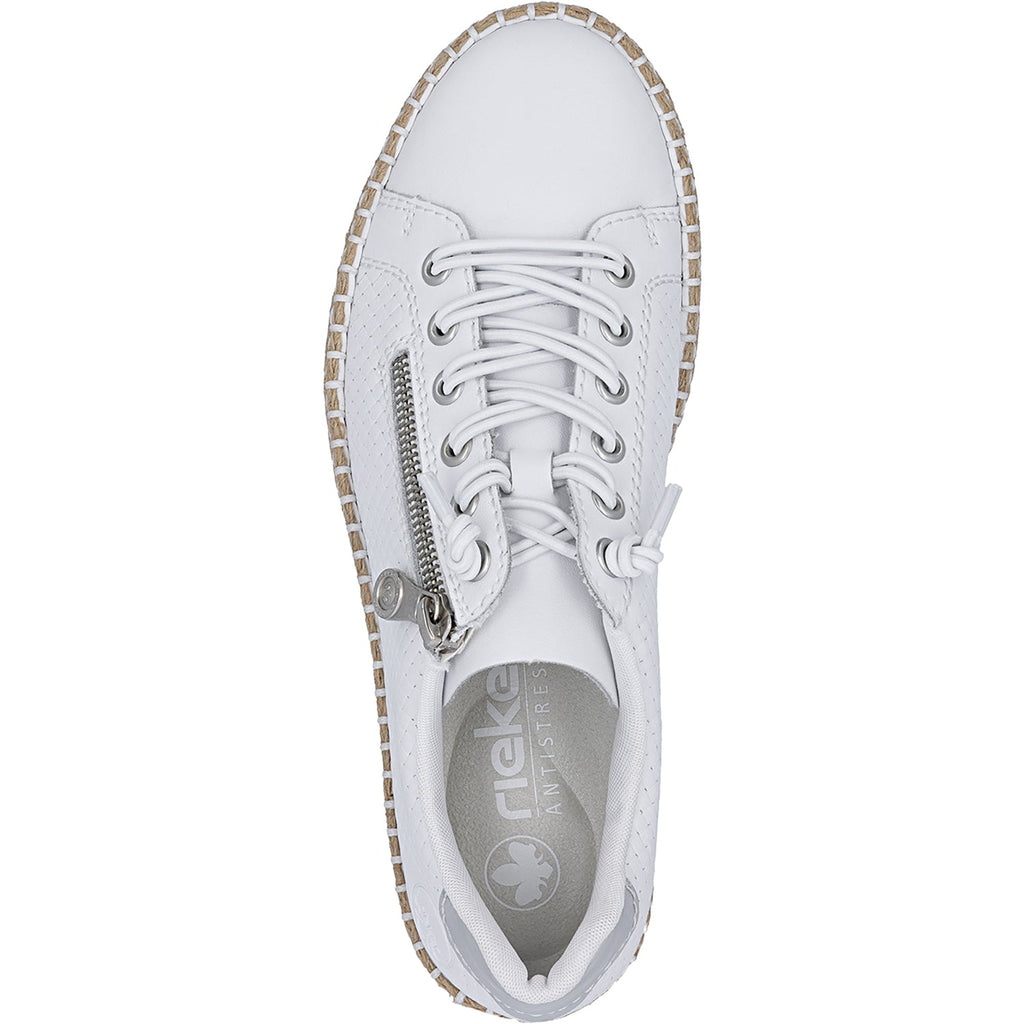 Rieker M2940-81 Women's Sporty Lace Up Shoes Sportweiss/Argento/Weiss