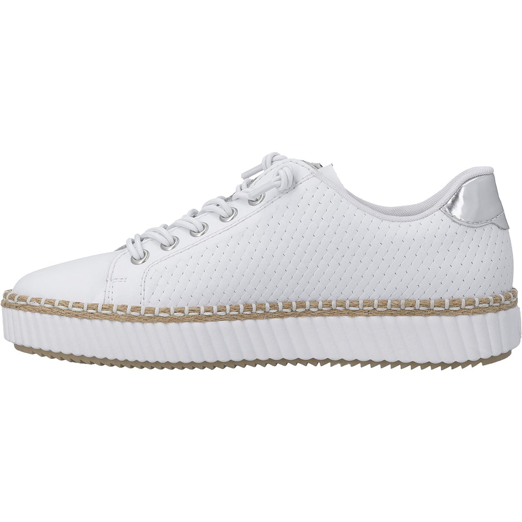 Rieker M2940-81 Women's Sporty Lace Up Shoes Sportweiss/Argento/Weiss