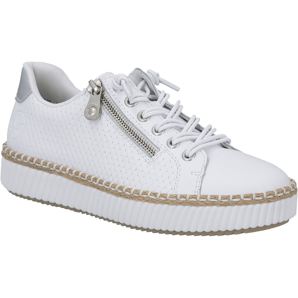 Rieker M2940-81 Women's Sporty Lace Up Shoes Sportweiss/Argento/Weiss