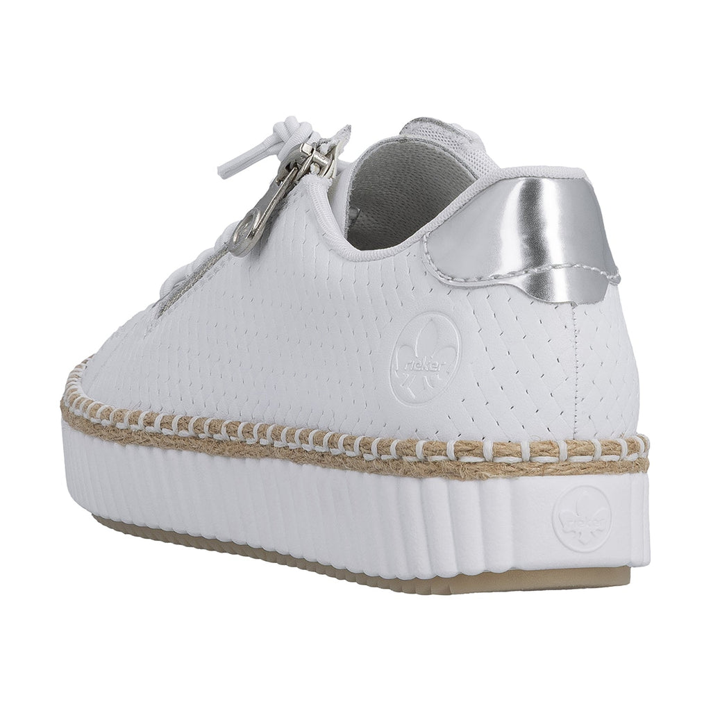 Rieker M2940-81 Women's Sporty Lace Up Shoes Sportweiss/Argento/Weiss