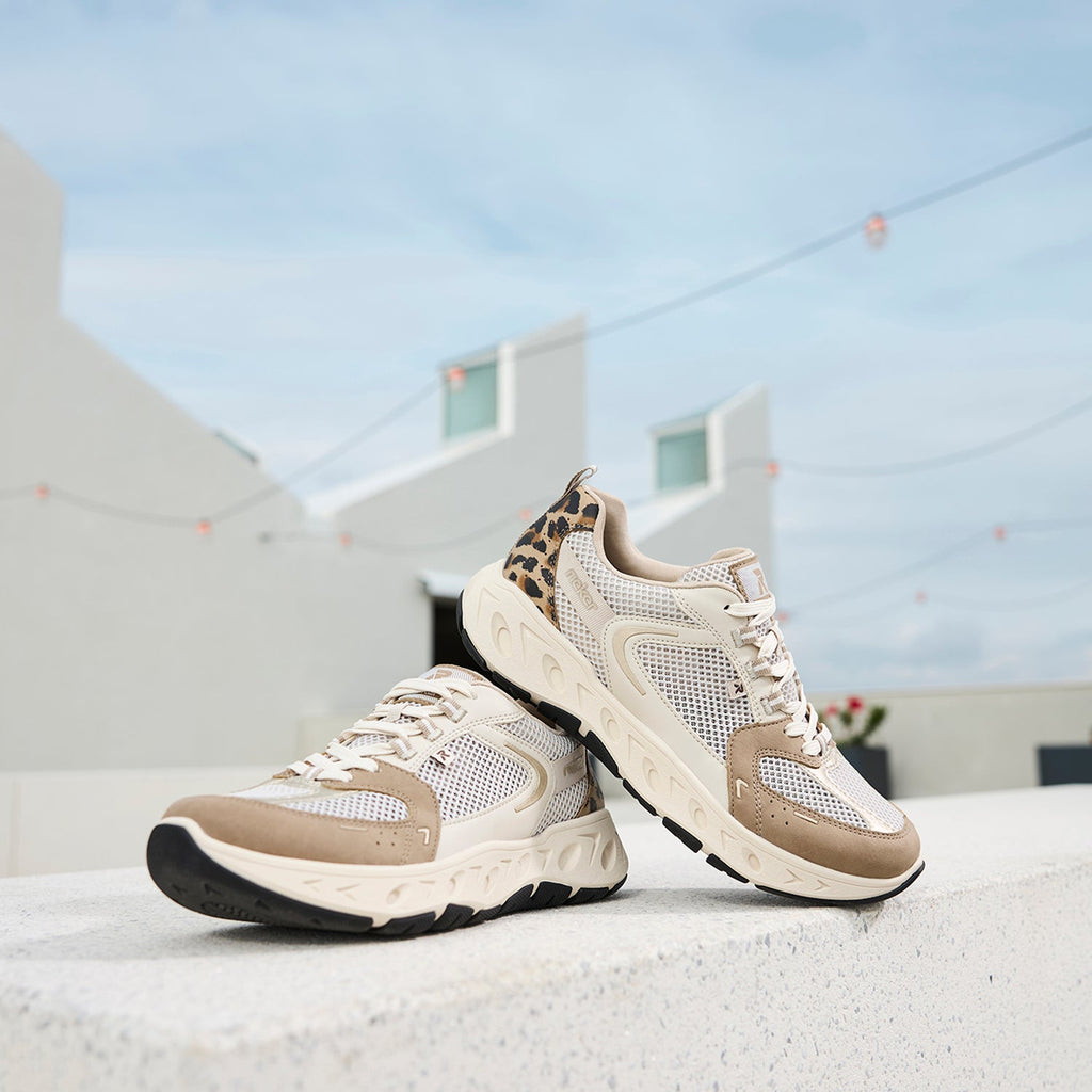 Rieker M6501-60 Edith 01 Women's Hands-Free Sneakers Shell/Pale Gold/Marble/Perle