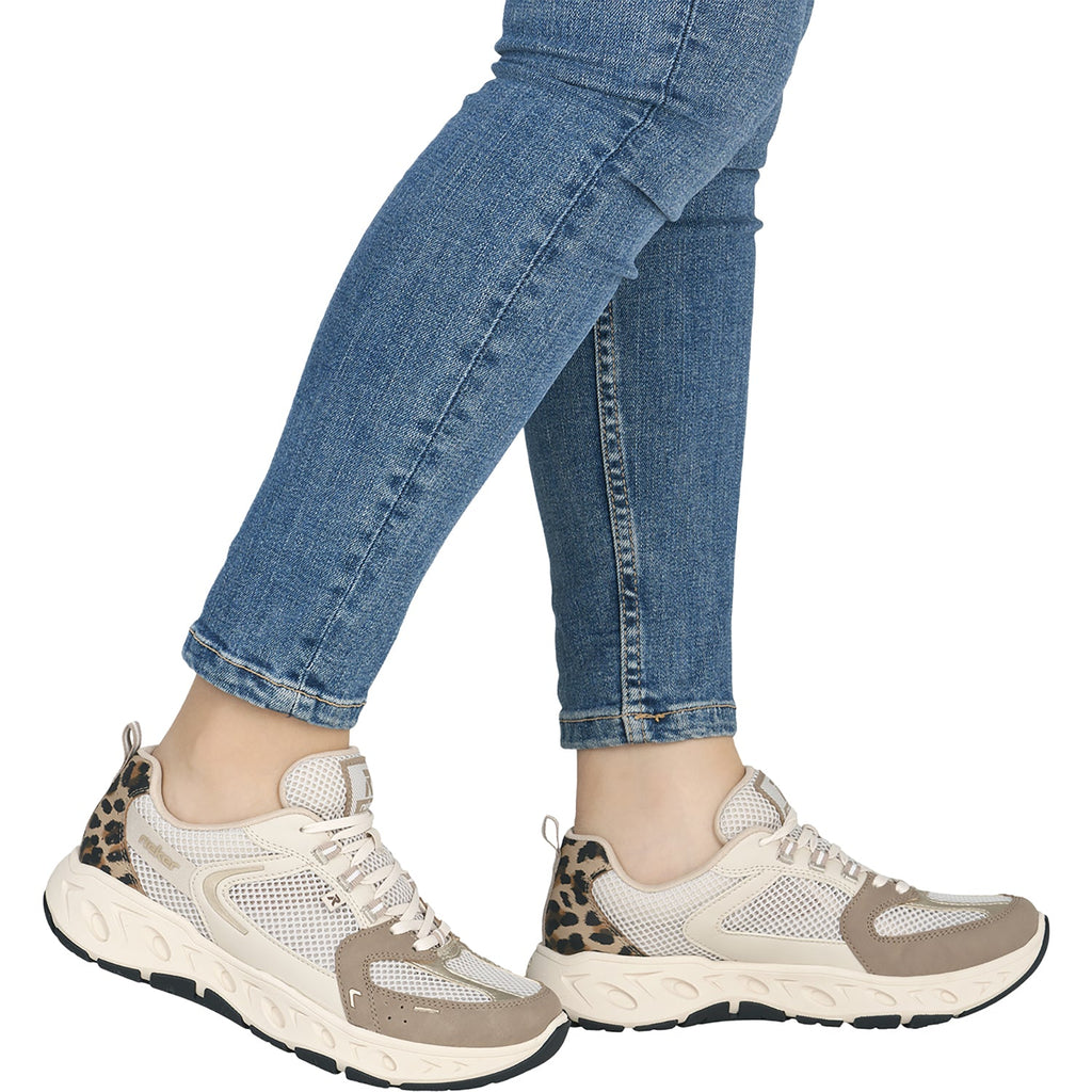 Rieker M6501-60 Edith 01 Women's Hands-Free Sneakers Shell/Pale Gold/Marble/Perle