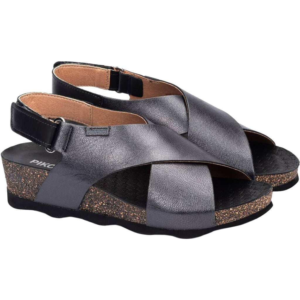 Pikolinos Mahon Cross Strap Women's Wedge Sandals Calcita Leather