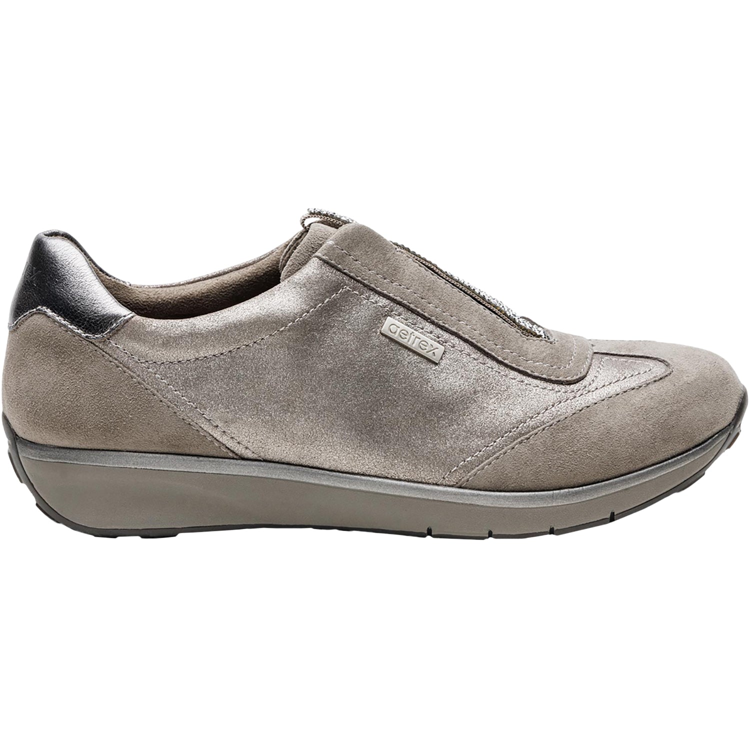 Aetrex Megan Women's Slip Ons Sporty Pewter Metallic Combi Leather