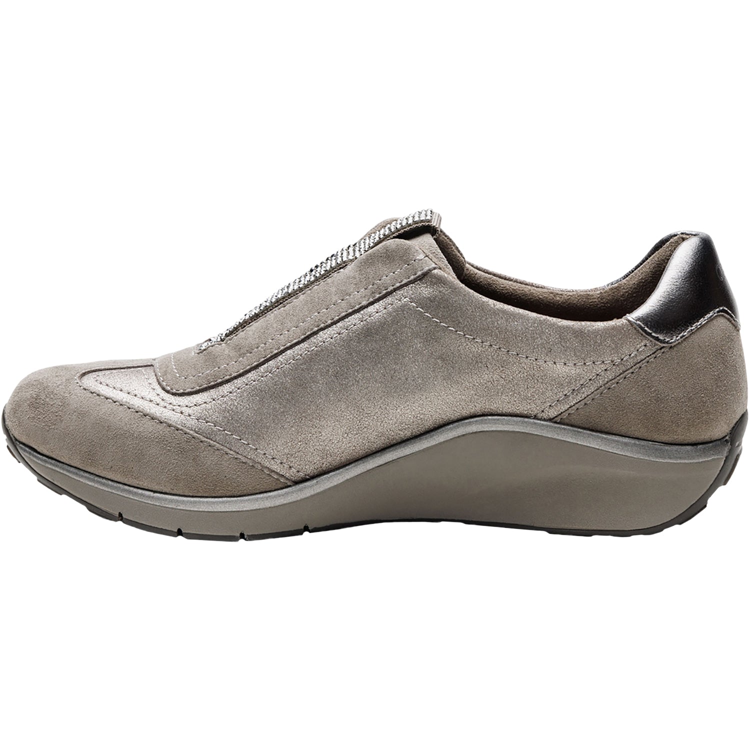 Aetrex Megan Women's Slip Ons Sporty Pewter Metallic Combi Leather