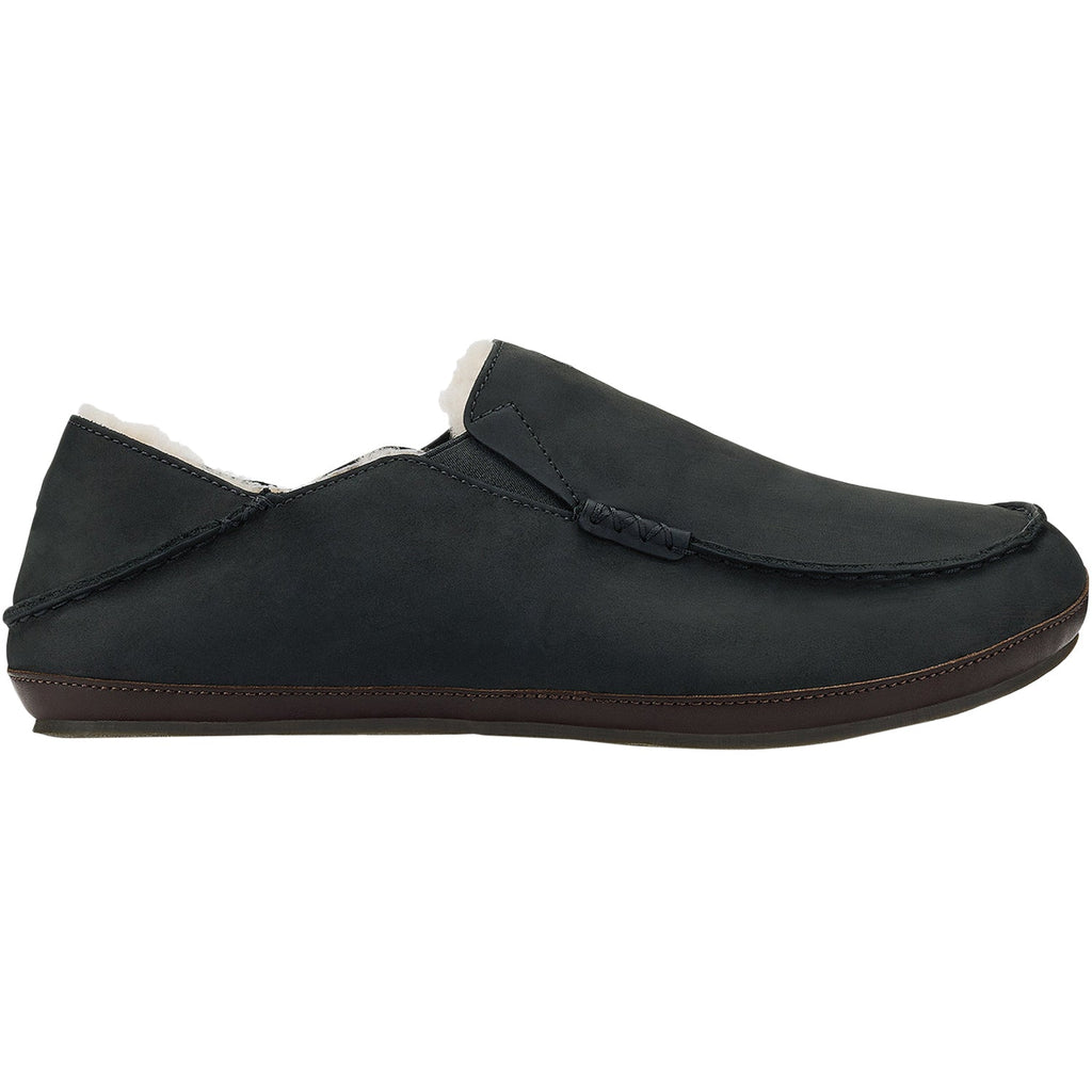 Olukai Moloa Slipper Men's Closed Back Slippers Black/Dark Java Nubuck