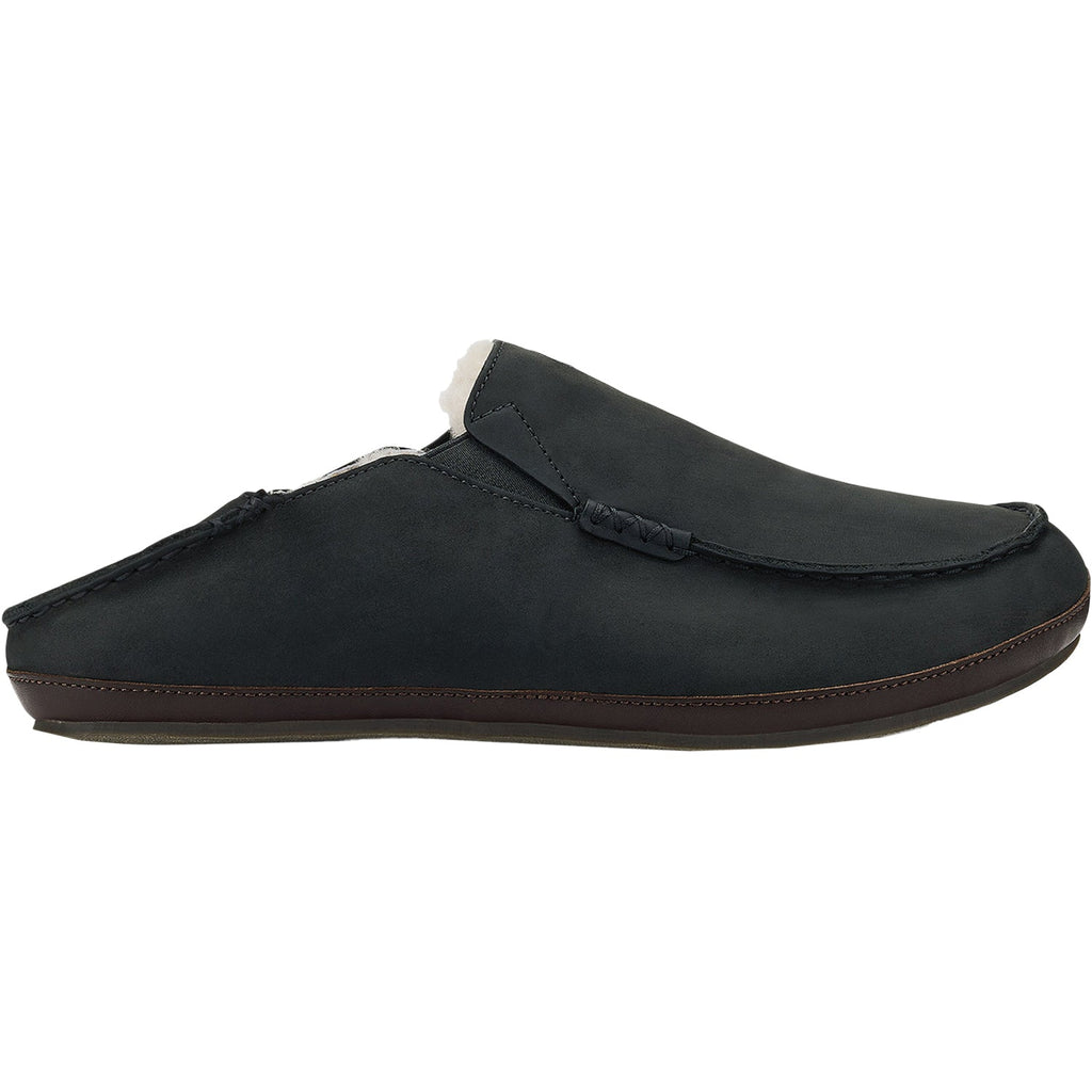 Olukai Moloa Slipper Men's Closed Back Slippers Black/Dark Java Nubuck