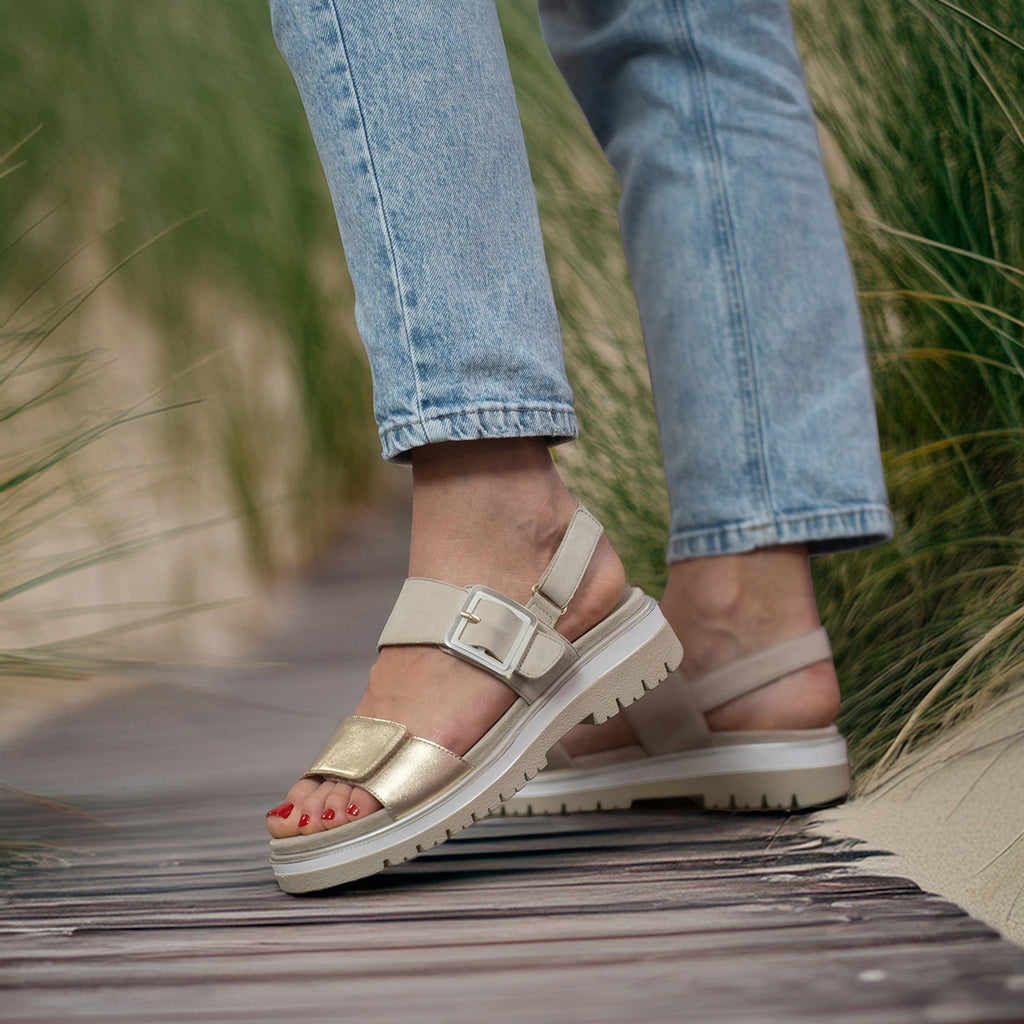Ara Marbella Women's Sandals Caramel/Navy Calf Leather