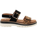 Ara Marbella Women's Sandals Nature Leo Print /Black Kid Suede