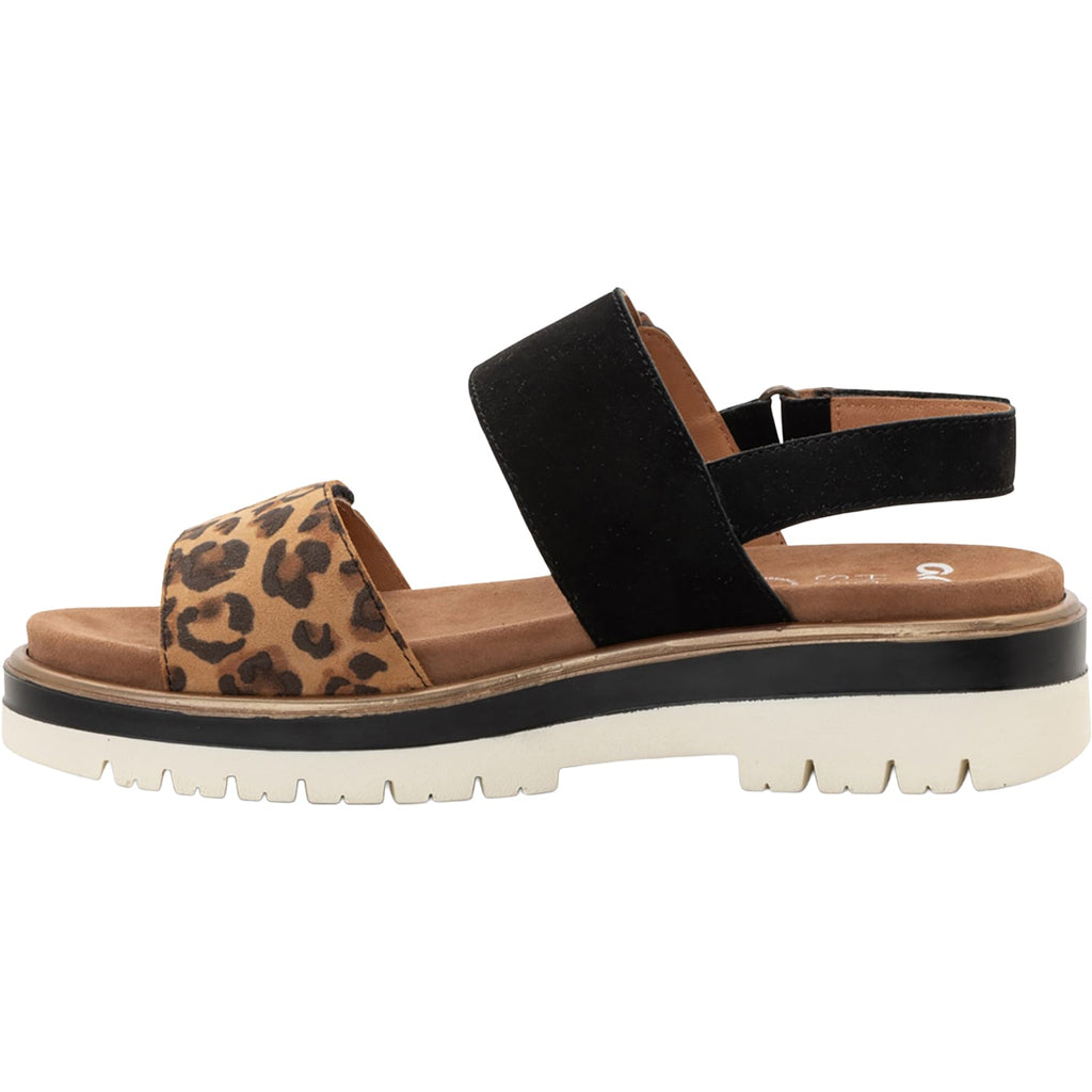 Ara Marbella Women's Sandals Nature Leo Print /Black Kid Suede