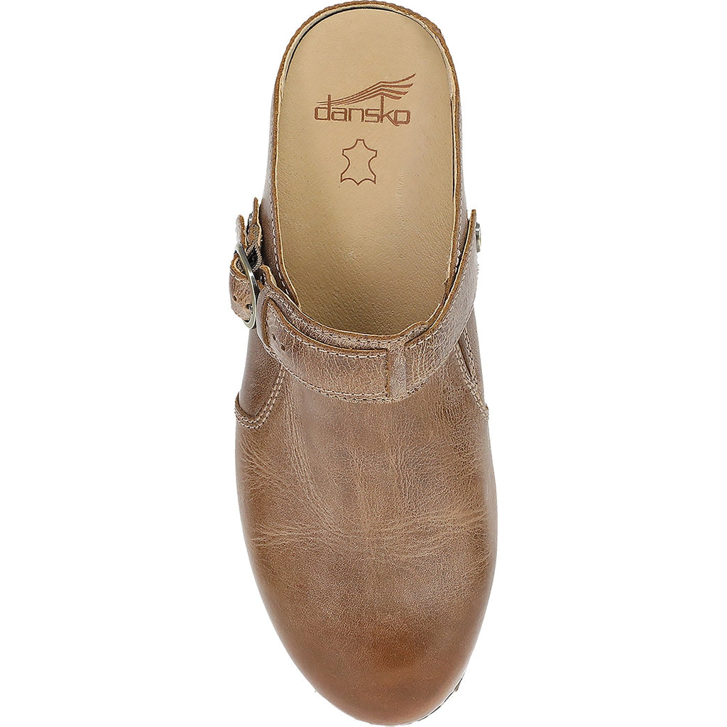 Dansko Millie Women's Open Back Clogs Tan Waxy Brush Off