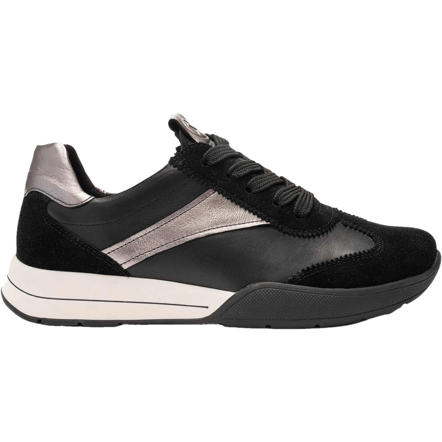 Ara Myrtle Women's Sporty Lace Up Shoes Black/Graphite Metallic Suede/Leather Combi