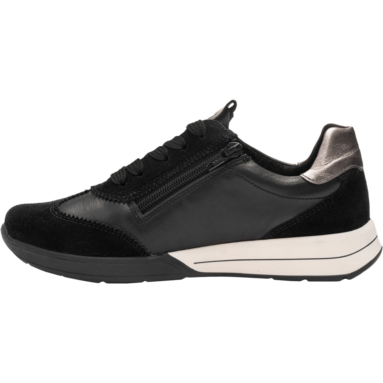 Ara Myrtle Women's Sporty Lace Up Shoes Black/Graphite Metallic Suede/Leather Combi