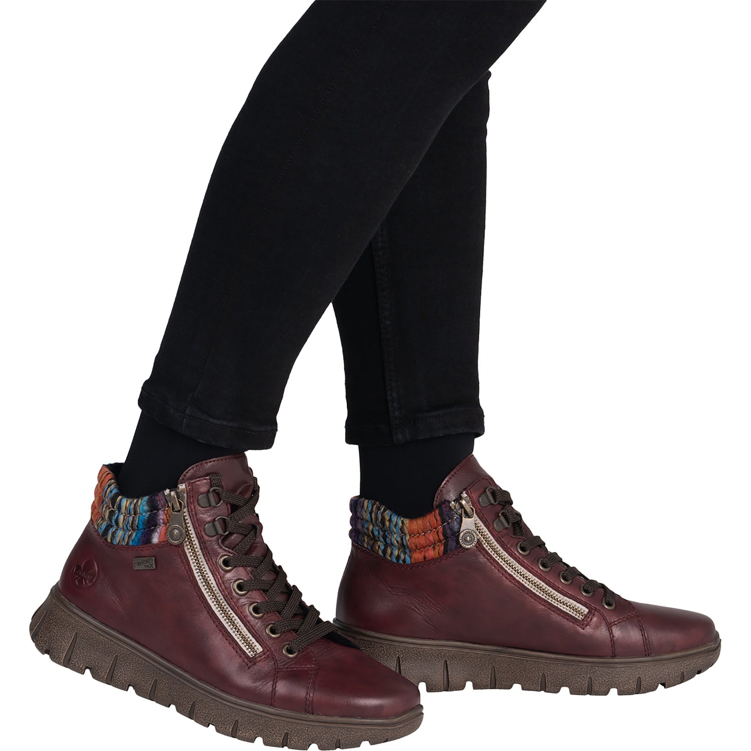 Rieker N1305-35 Women's Boots Vino/Orange-Multi/Vinorosso