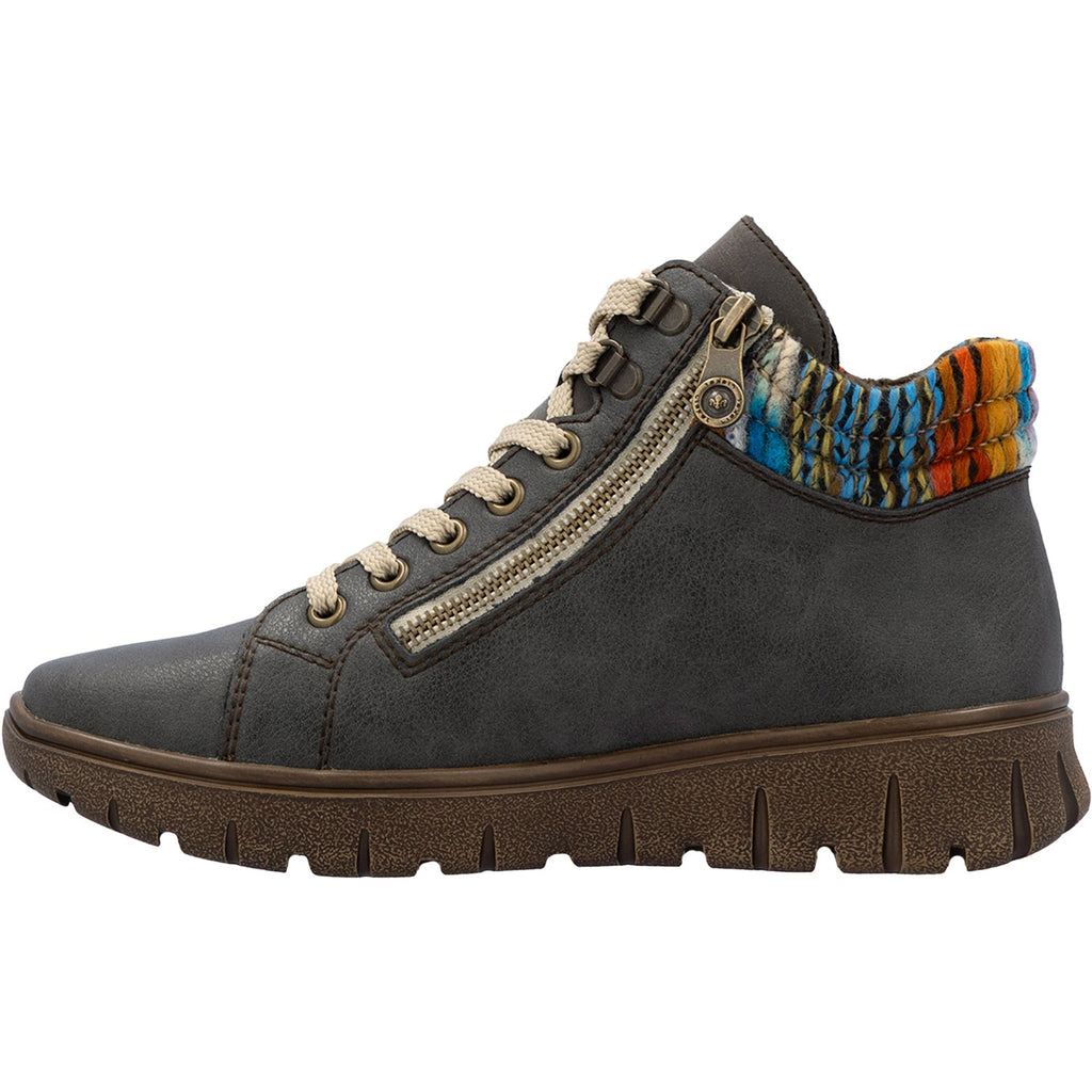 Rieker N1305-45 Women's Boots Basalt/Orange-Multi/Basalt