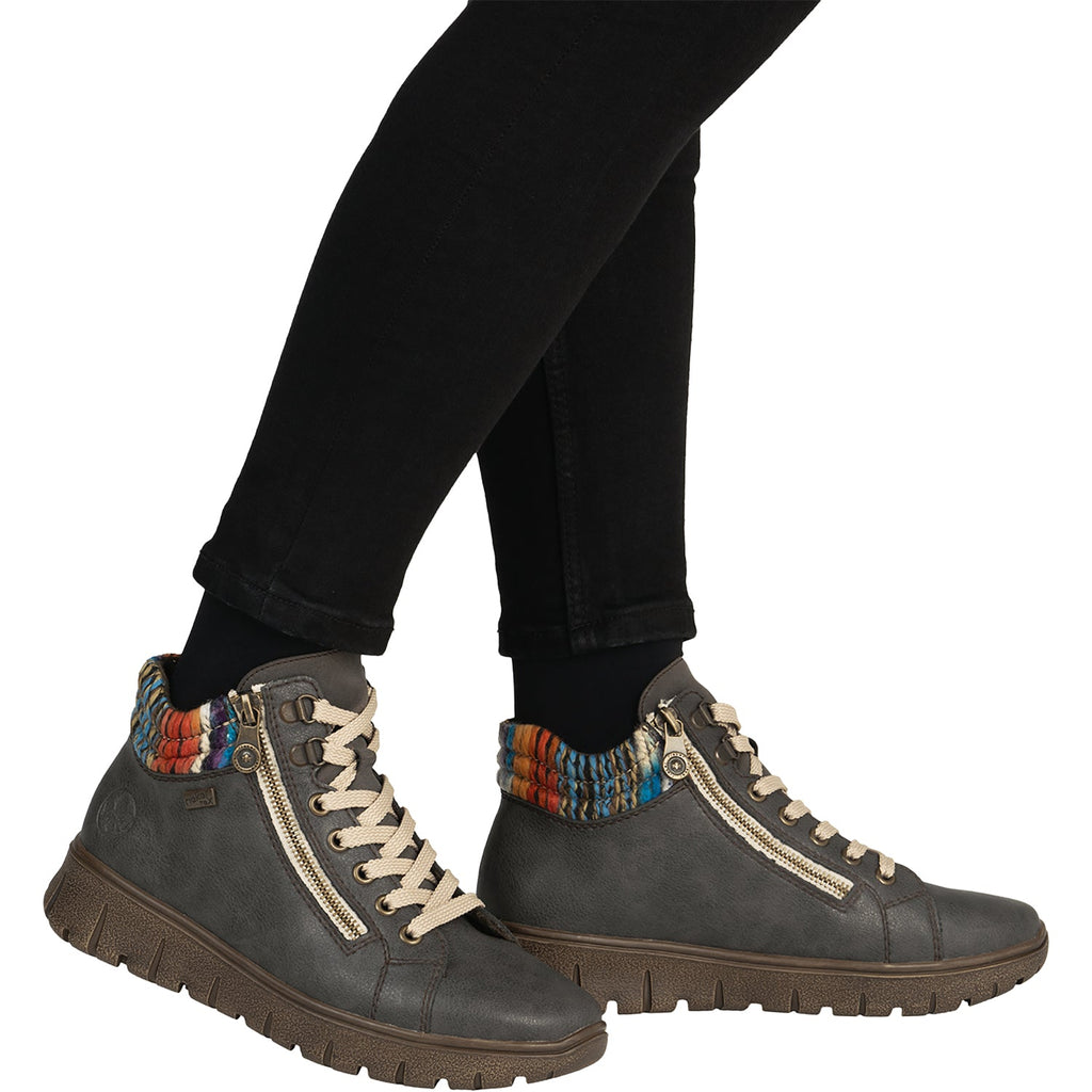 Rieker N1305-45 Women's Boots Basalt/Orange-Multi/Basalt
