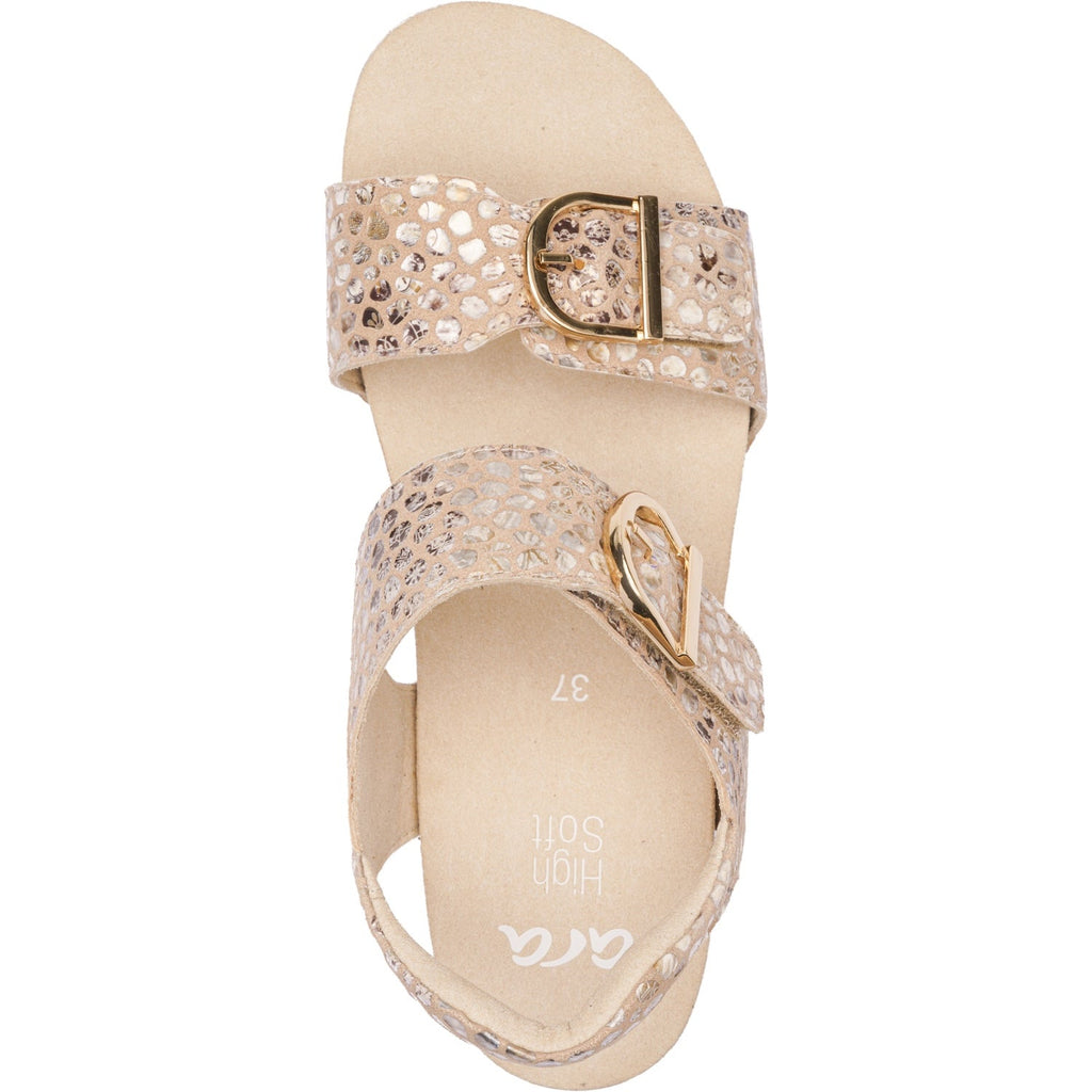 Ara Nova Women's Wedge Sandals Camel Konfettikid Leather