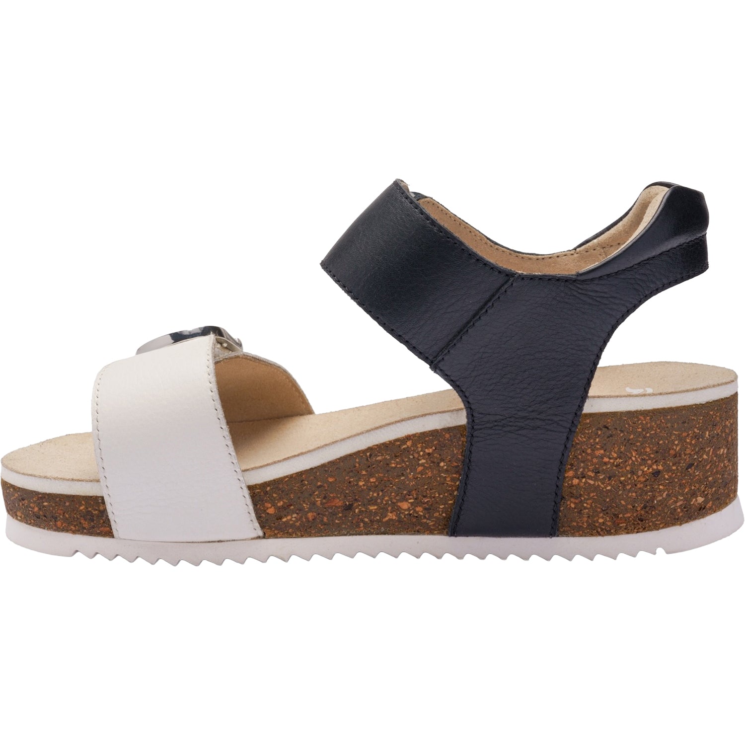 Ara Nova Women's Wedge Sandals Cream/Black Calf Leather