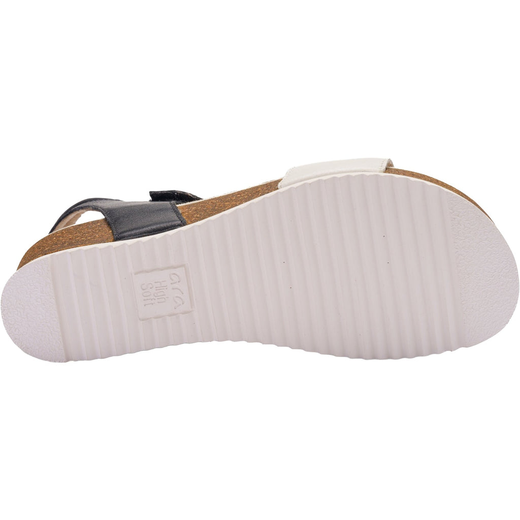 Ara Nova Women's Wedge Sandals Cream/Black Calf Leather