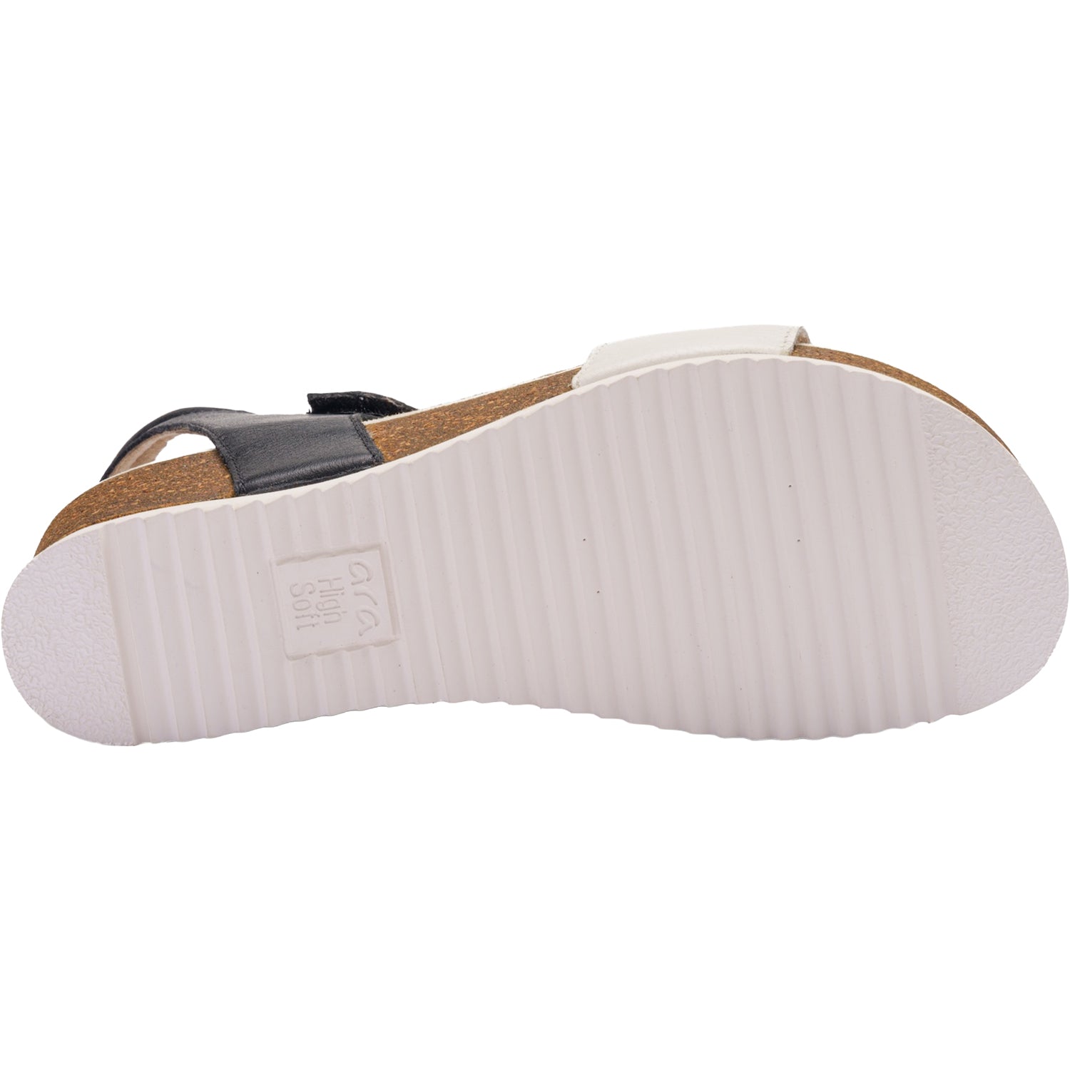 Ara Nova Women's Wedge Sandals Cream/Black Calf Leather
