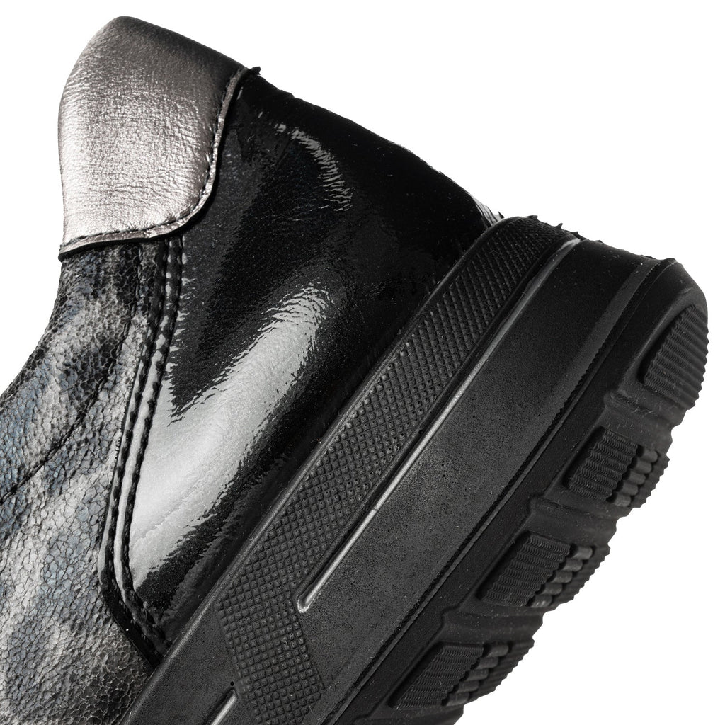 Ara Oleanna Women's Sporty Lace Up Shoes Black/Steel Leopard Shiny Leather