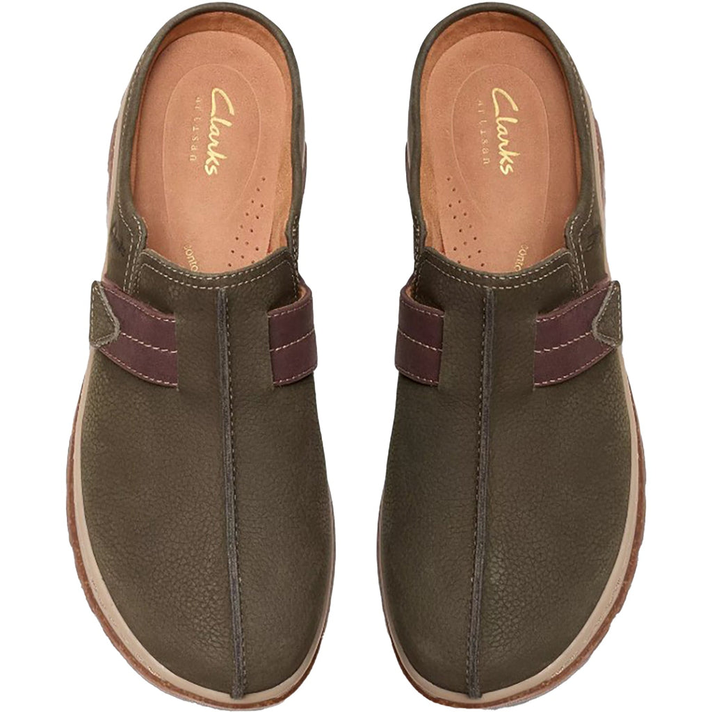 Clarks Orlene Clog Women's Open Back Clogs Olive Combi Nubuck