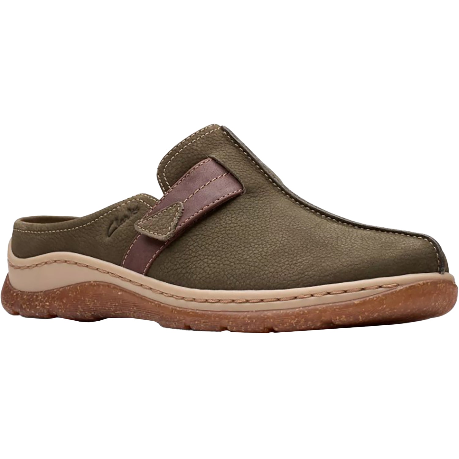 Clarks Orlene Clog Women's Open Back Clogs Olive Combi Nubuck
