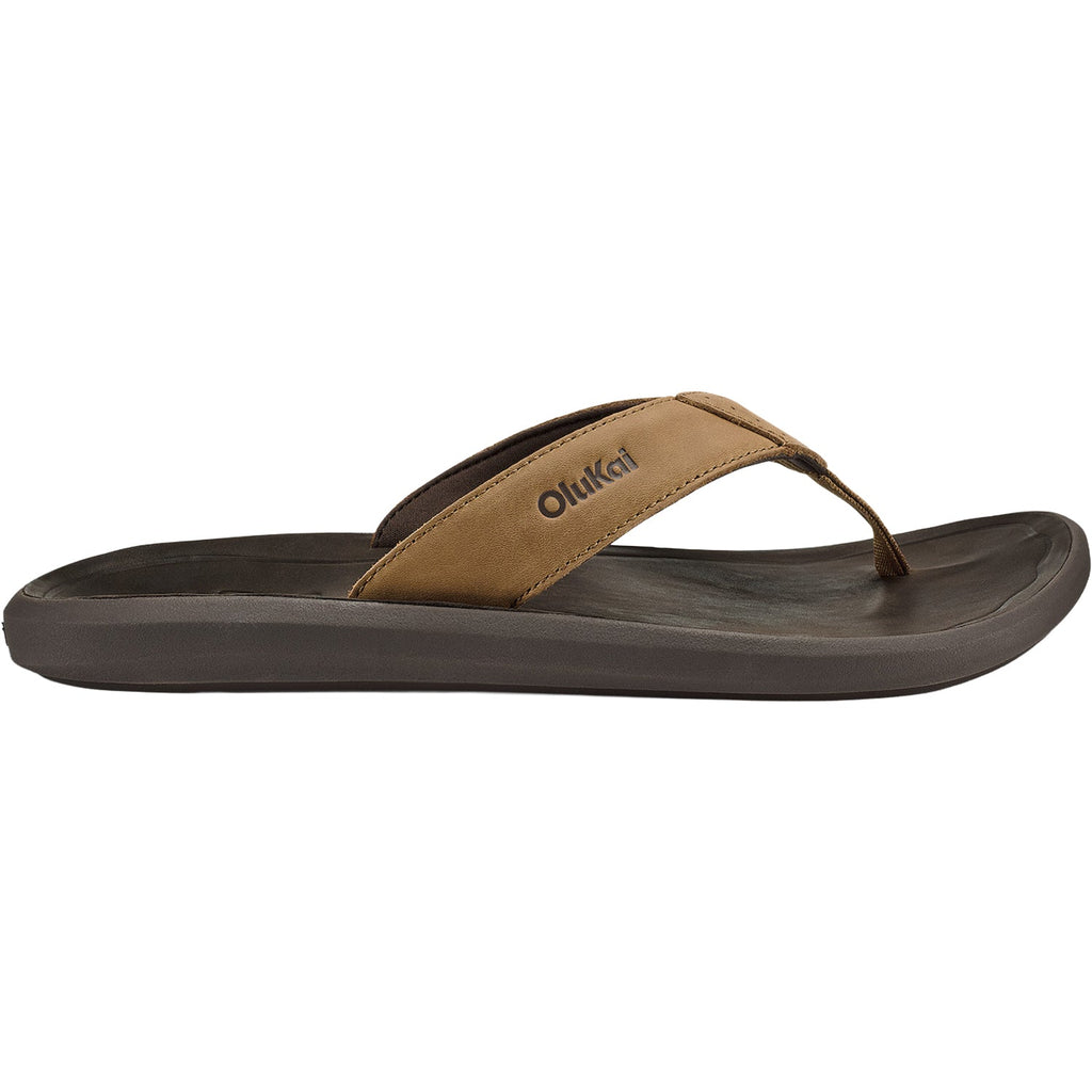 OluKai Pili Men's Thong Sandals Tan/Dark Java