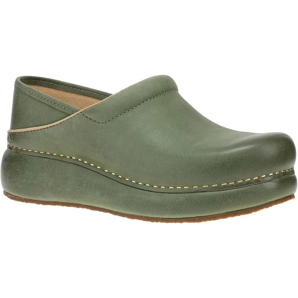 Dansko Platform Pro Women's Clogs Green Burnished Nubuck