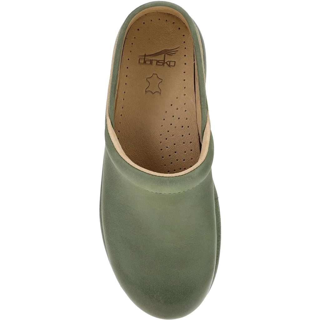 Dansko Platform Pro Women's Clogs Green Burnished Nubuck