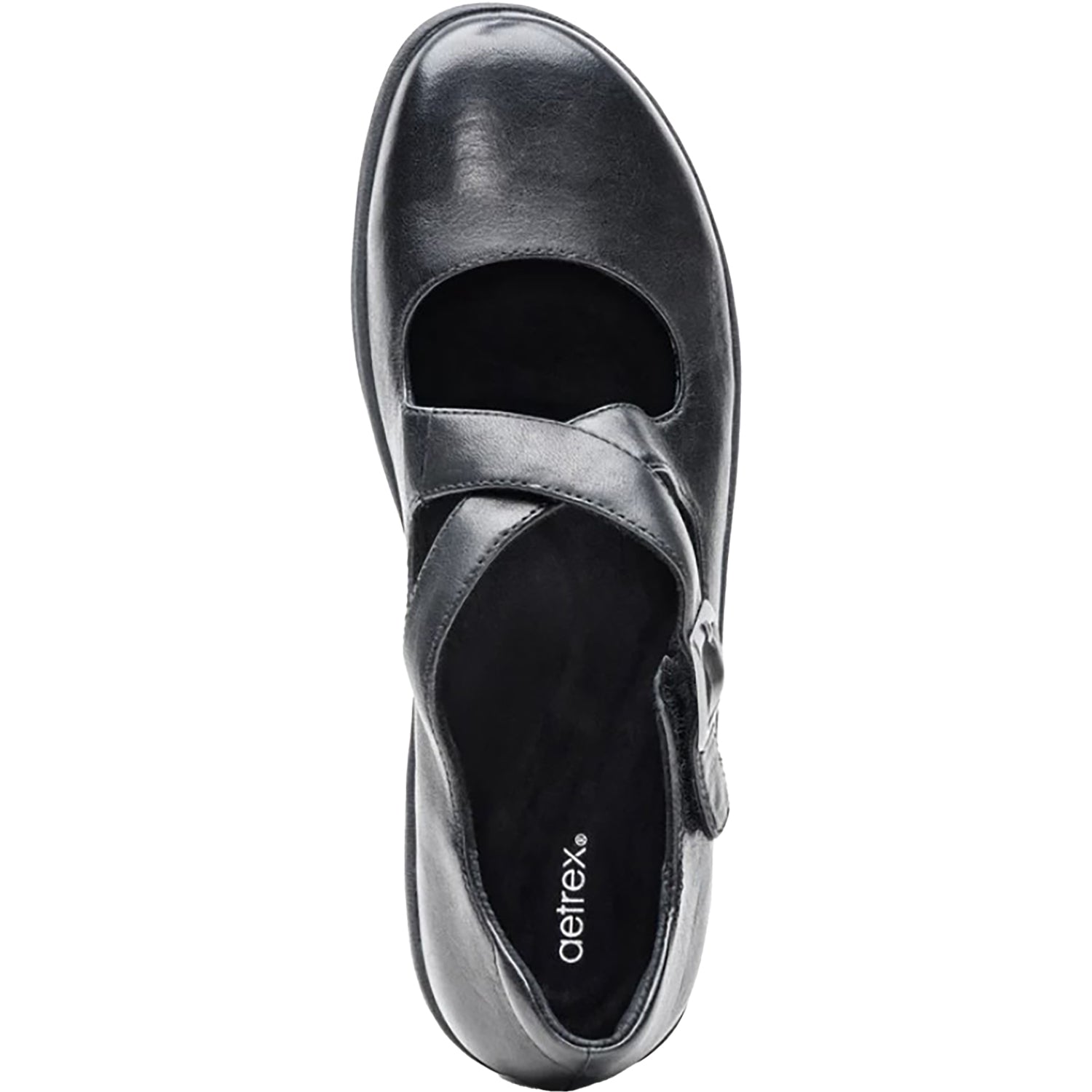 Aetrex Paisley Women's Mary Janes Black Leather