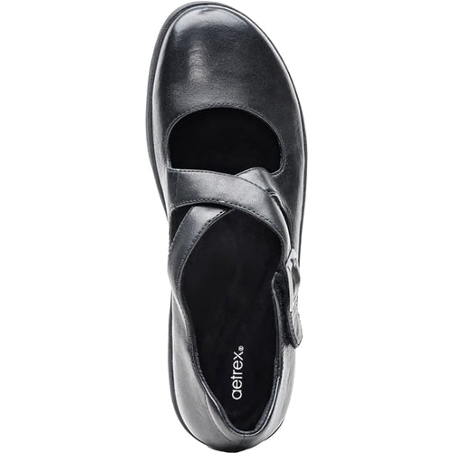 Aetrex Paisley Women's Mary Janes Black Leather