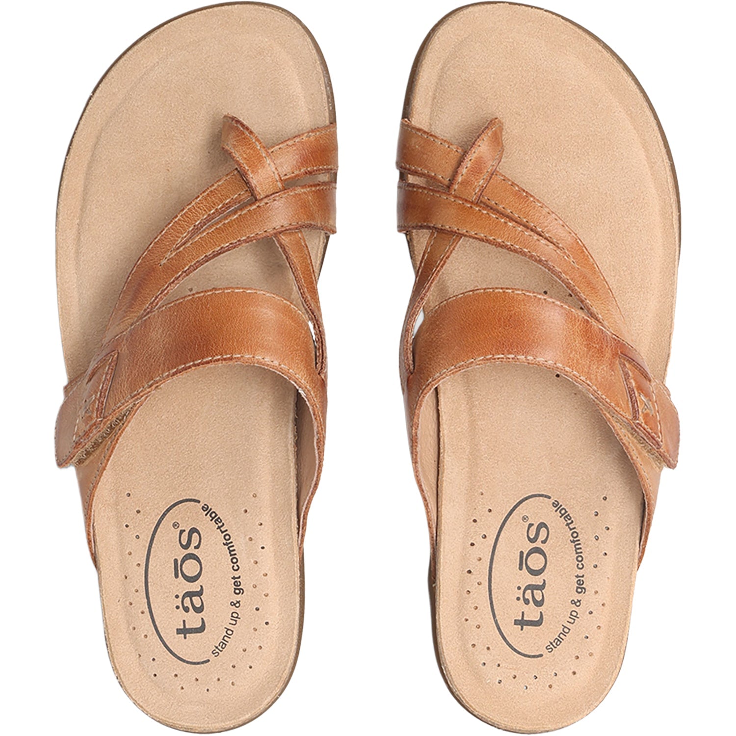 Taos Perfect Women's Flip Flopss Sandals Tan Leather