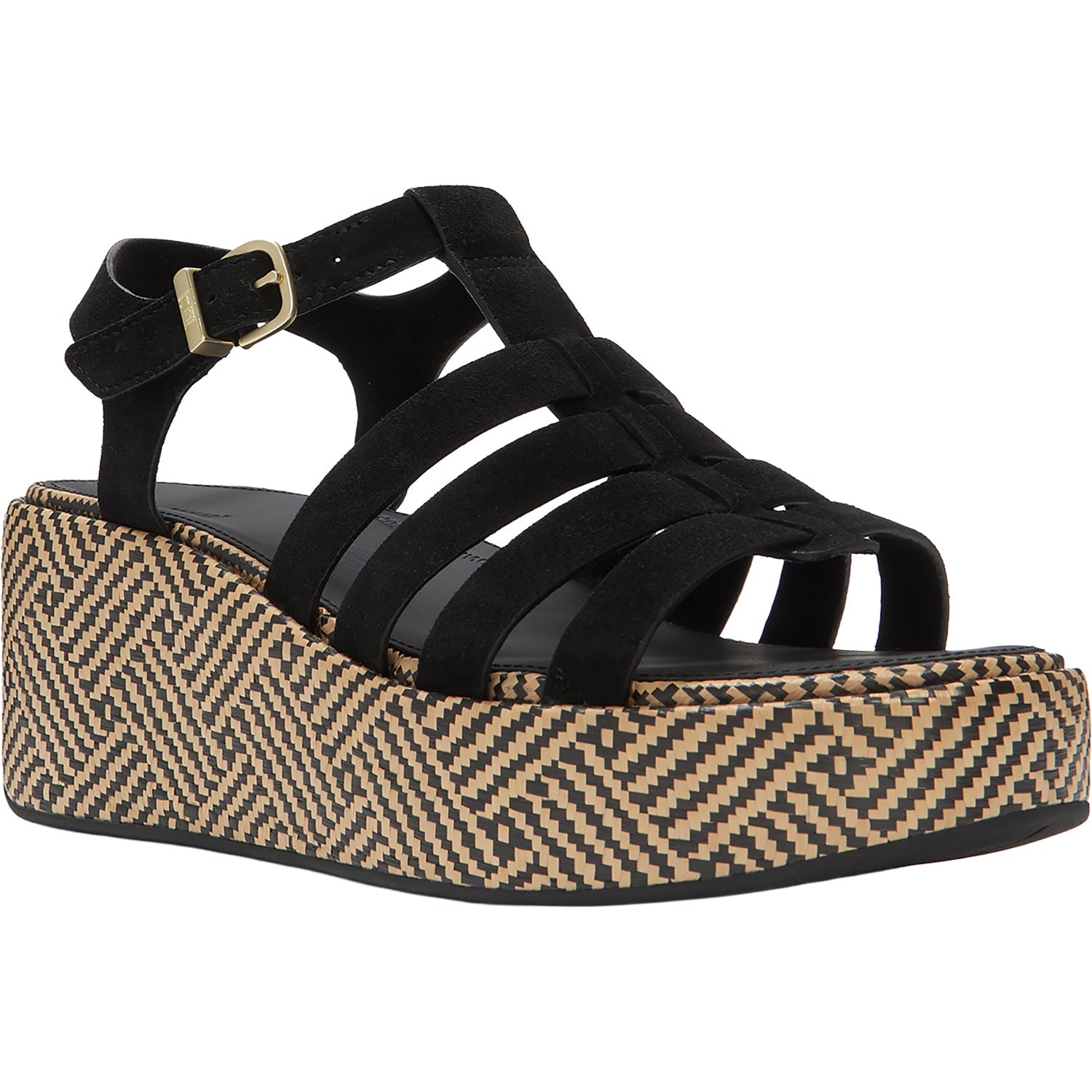FitFlop Platfforms Graphic-Weave Fisherman Sandal Women's Wedge Sandals Black