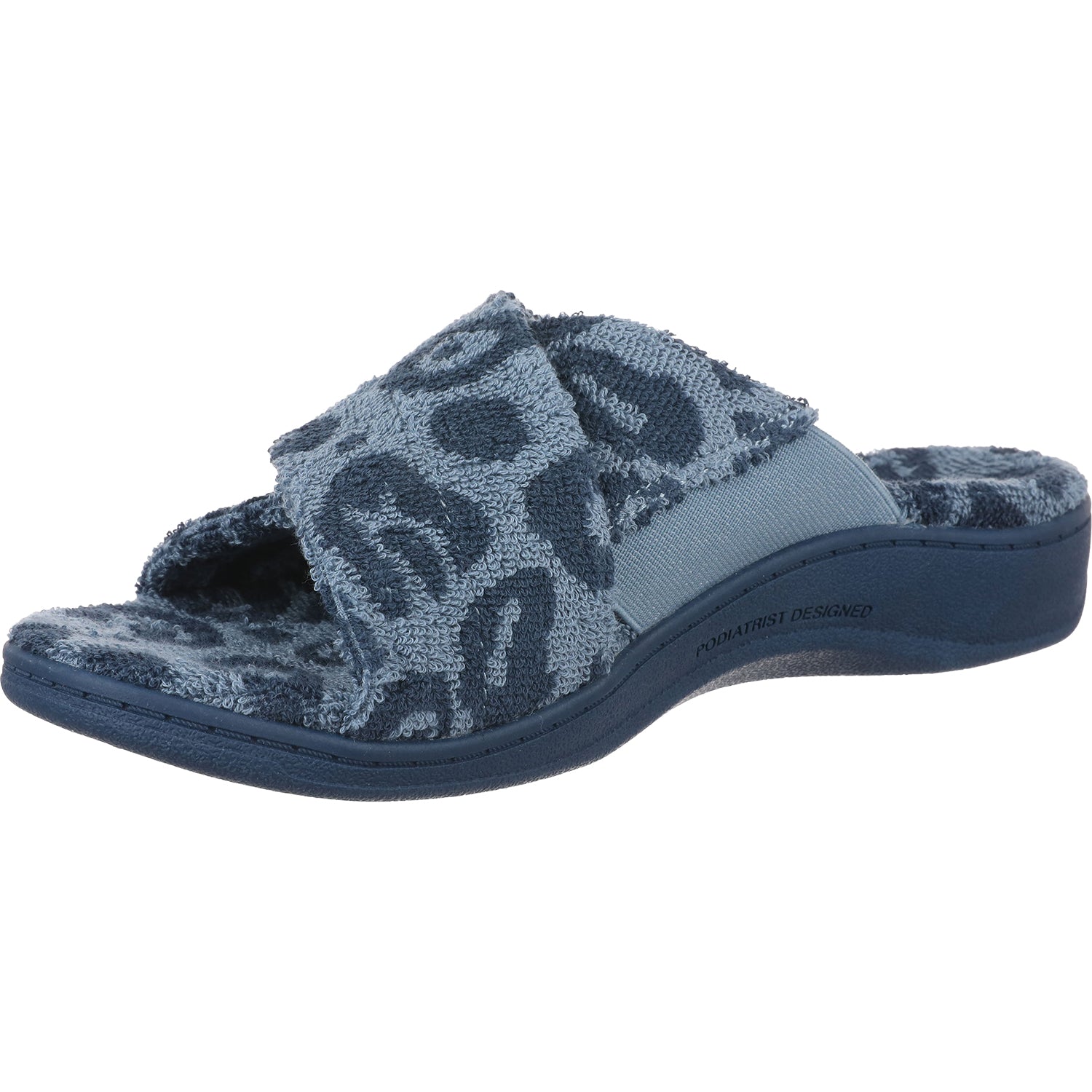Vionic Relax Women's Open Back Slippers Blue Multi Leopard Terry