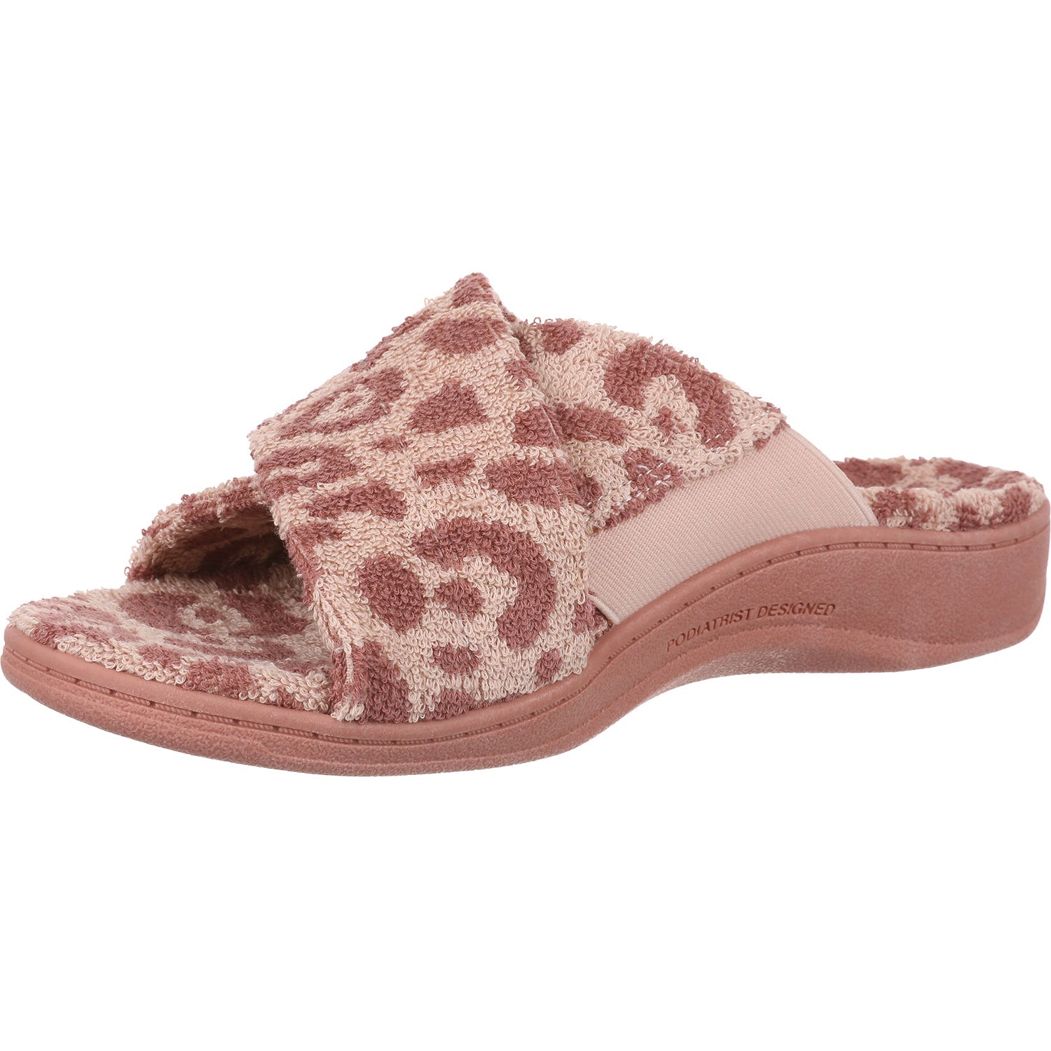 Vionic Relax II Women's Open Back Slippers Pink Multi Leopard Terry