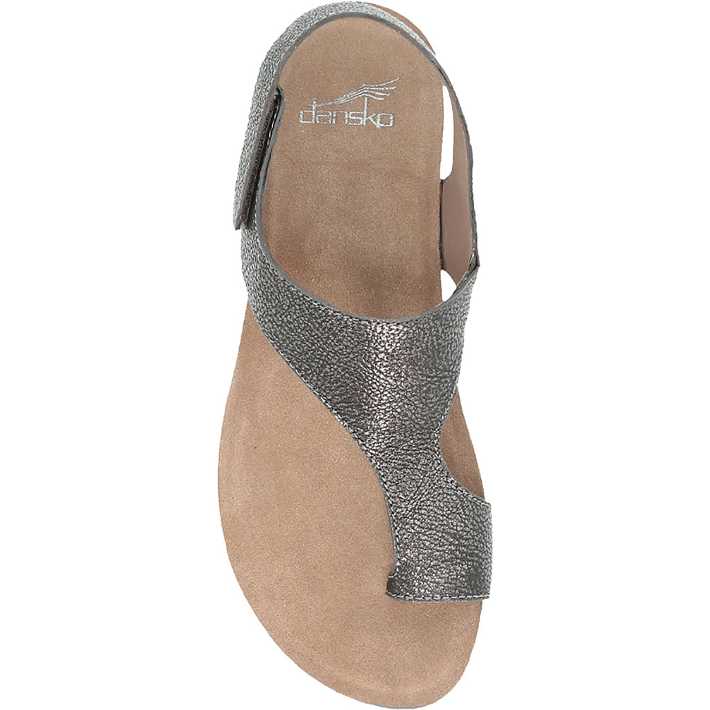 Dansko Reece Women's Thong Sandals Pewter Metallic Leather