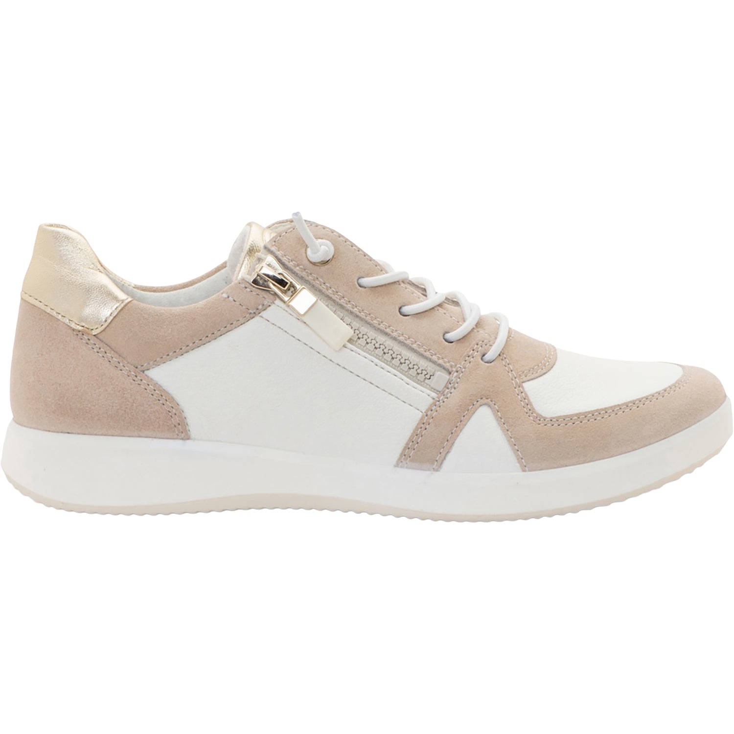 Ara Riviera Women's Sporty Lace Up Shoes Cream Stretch/Shell Suede