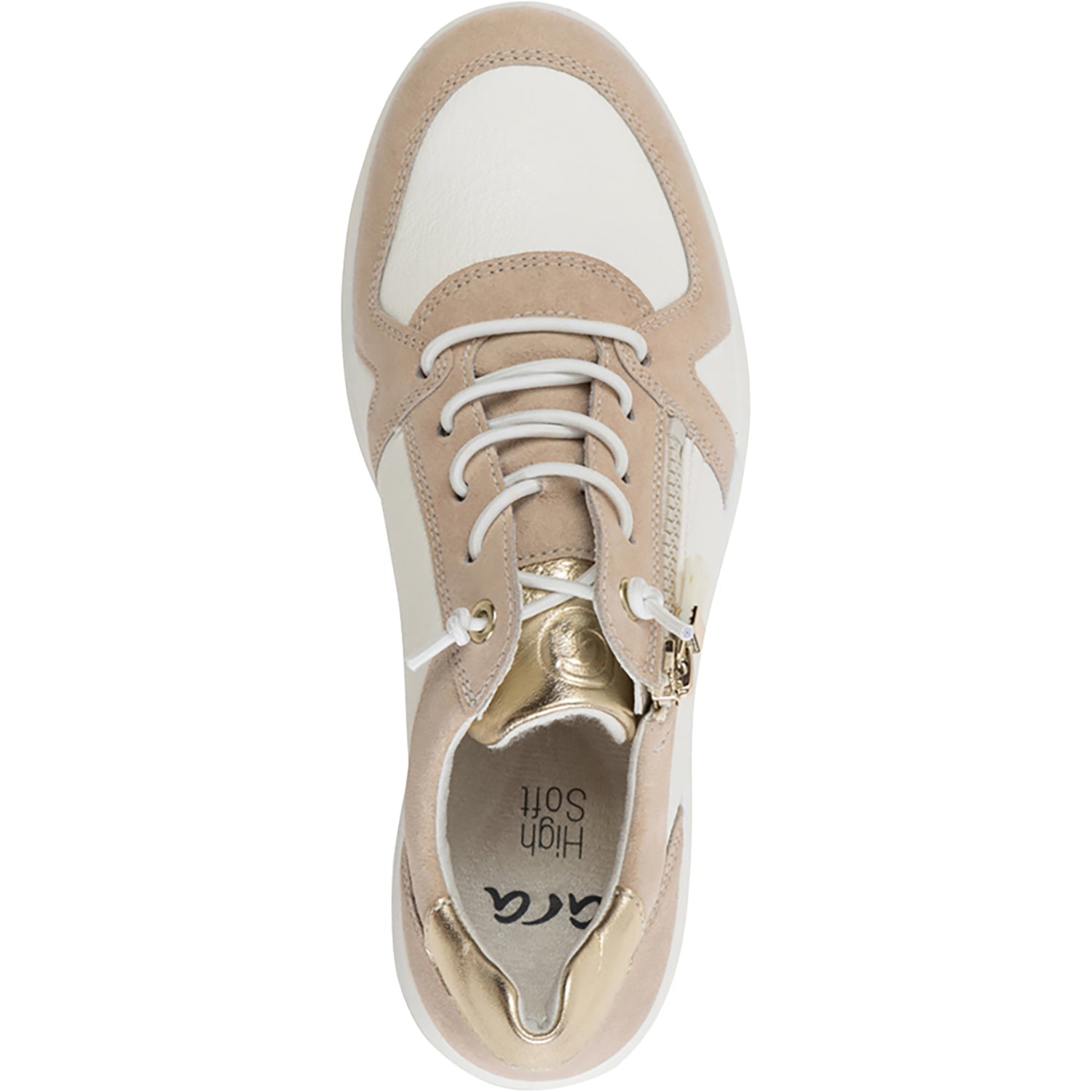 Ara Riviera Women's Sporty Lace Up Shoes Cream Stretch/Shell Suede