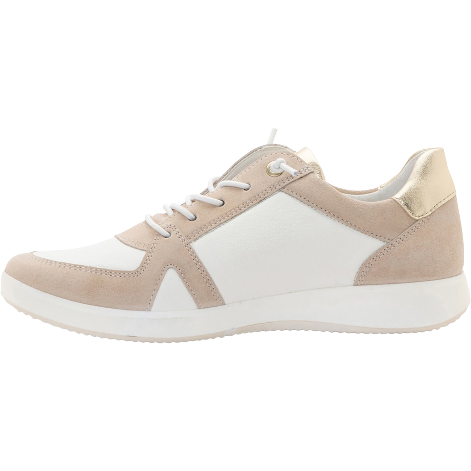 Ara Riviera Women's Sporty Lace Up Shoes Cream Stretch/Shell Suede