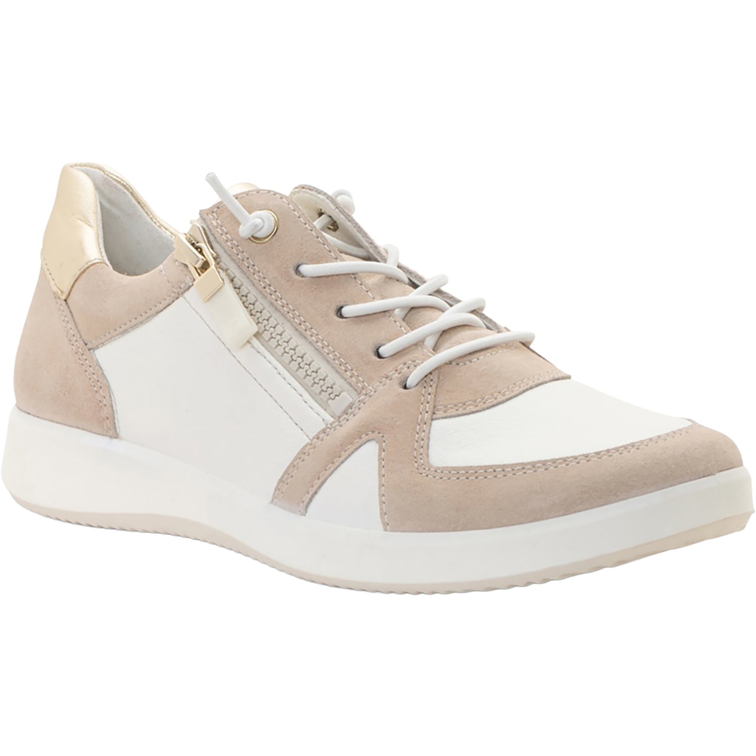 Ara Riviera Women's Sporty Lace Up Shoes Cream Stretch/Shell Suede